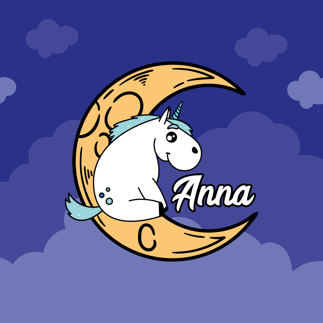 Osebni plakat enorogova luna scena - TenStickers