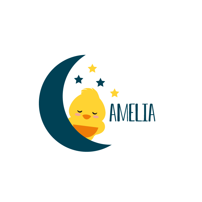 Osebni plakat zaspana piščančka pod luno - TenStickers