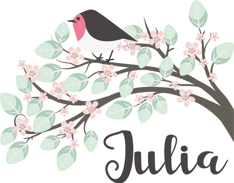 Plakat z drevesom personalizirana ptica za otroke - TenStickers