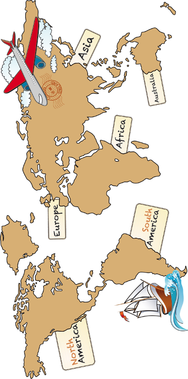 Plakat s svetovno karto vinilna mapa celin v angleščini - TenStickers