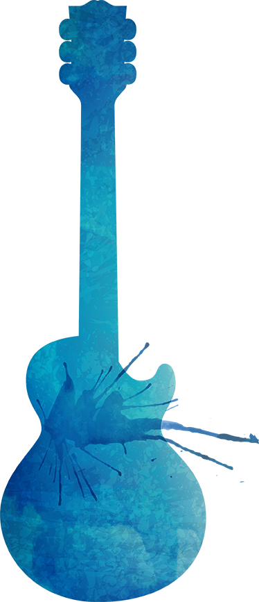 Plakat z glasbenimi motivi razlita kitara - TenStickers