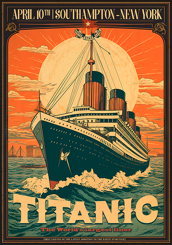 Starinski plakat titanicova prva plovba - TenStickers