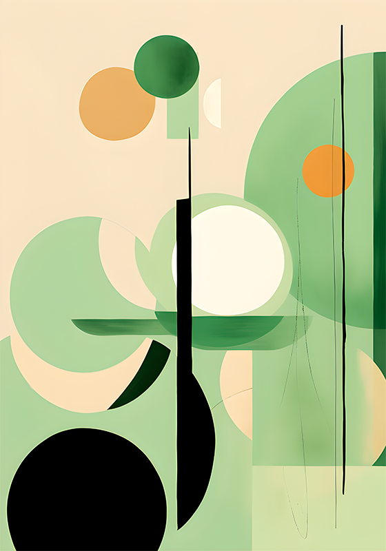 Abstraktni plakat zelene figure - TenStickers
