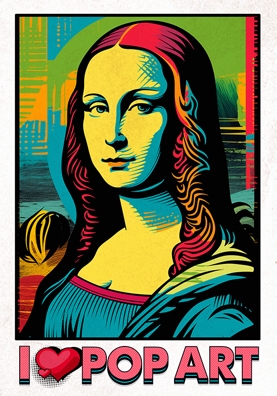 Plakat z umetniško tematiko barvita gioconda - TenStickers