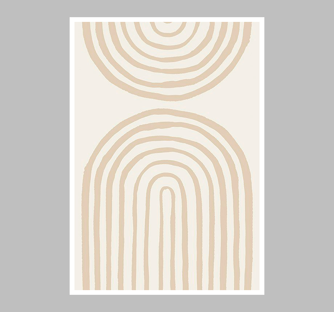 Plakat z umetniško tematiko mehke linije v bež barvi - TenStickers