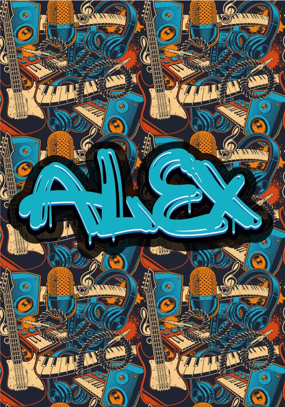 Retro glasbeni grafitni plakat po meri - TenStickers