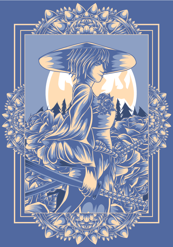 Samurajski anime tisk plakata - TenStickers