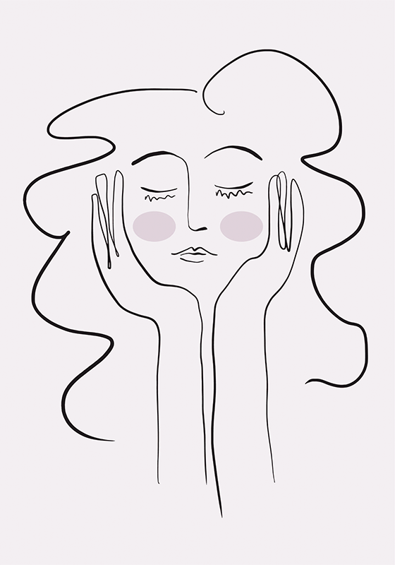 Line drawing portrait of woman minimalističen plakat - TenStickers