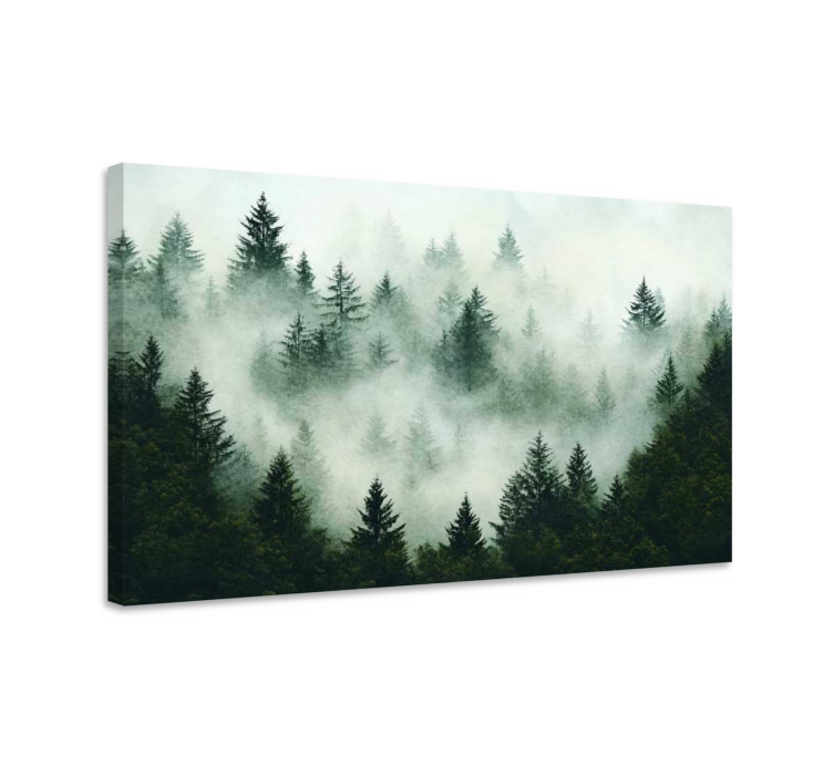 Foggy forest platno slika zemljevidov - TenStickers