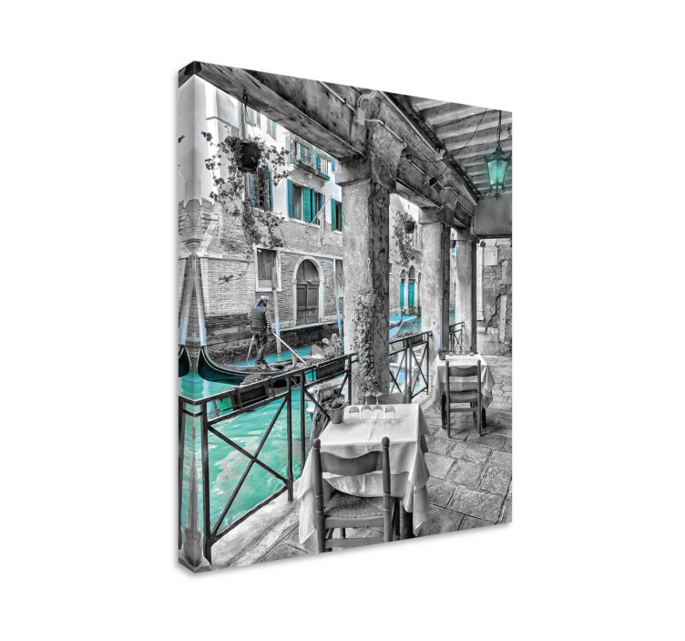 Moški, ki vozi na čolnu beneški mestni odtisi platna - TenStickers