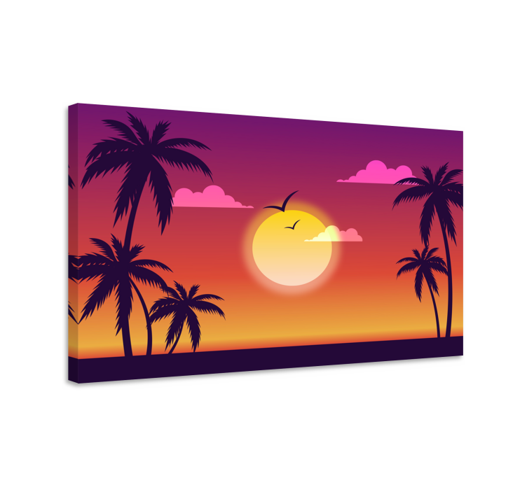 Tropical sunset scene platno slika zemljevidov - TenStickers