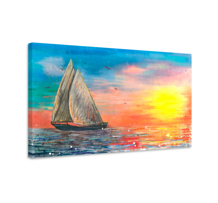 Sailboat sunset seascape slikanje na platnu - TenStickers