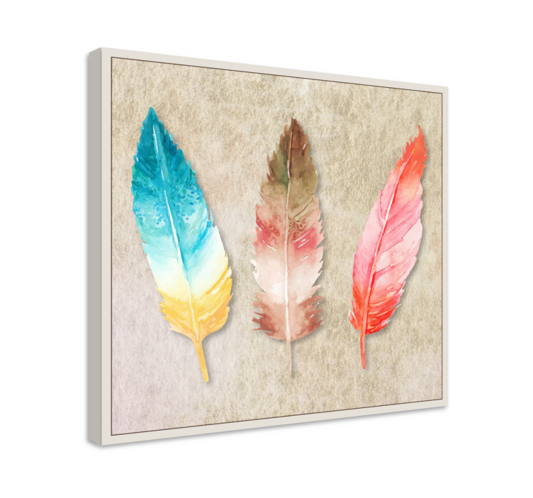 Colorful feather trio pasja slika na platnu - TenStickers