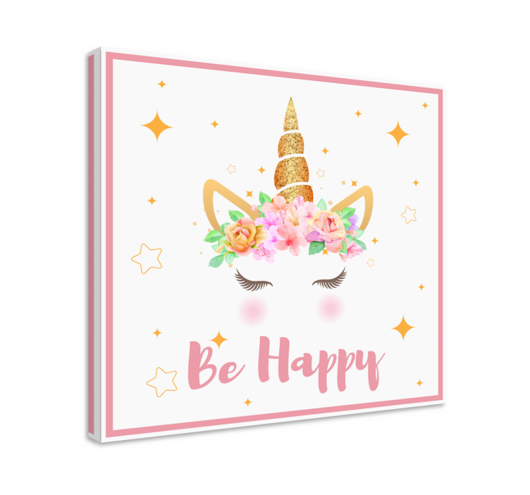 Besedna zveza unicorns be happy unicorn wall print - TenStickers