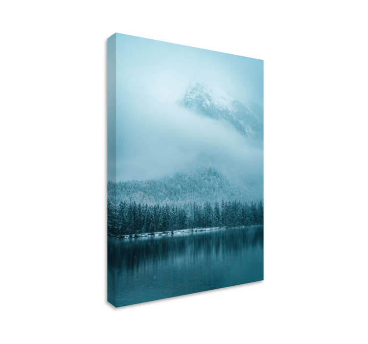 Foggy mountain reflection platno slika zemljevidov - TenStickers