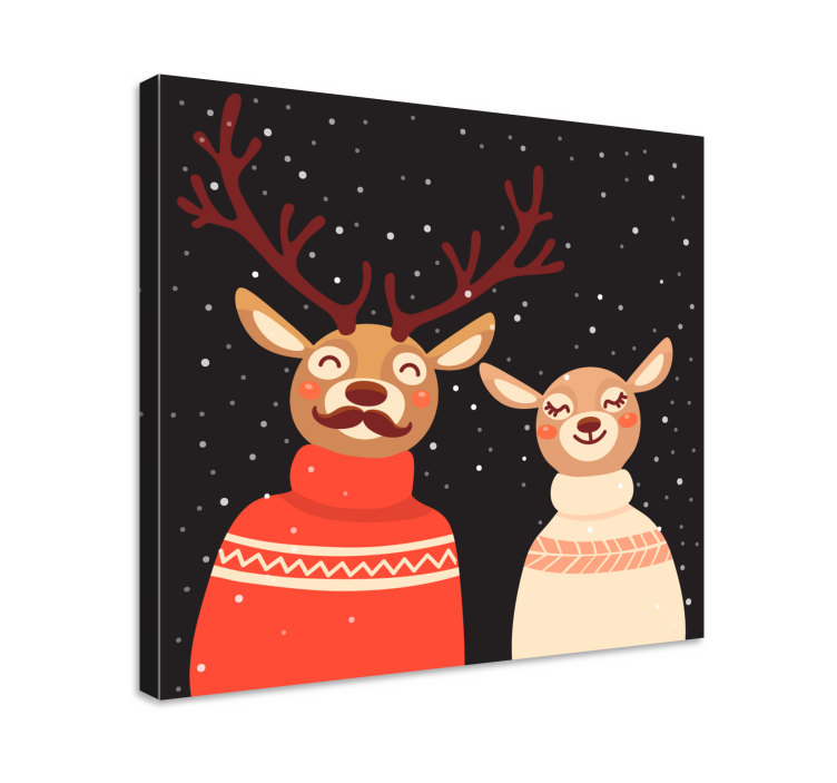 Festive reindeer couple platno slikanje jelena - TenStickers
