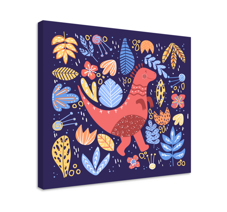 Playful dinosaur illustration na platnu - TenStickers
