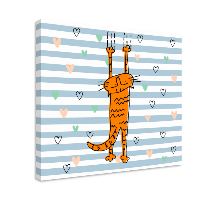 Mačje platno za steno igriv oranžni maček - TenStickers