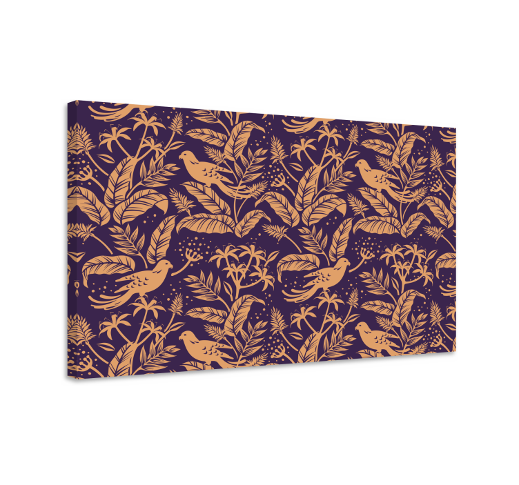 Elegant bird pattern slikarsko platno z rastlinami - TenStickers