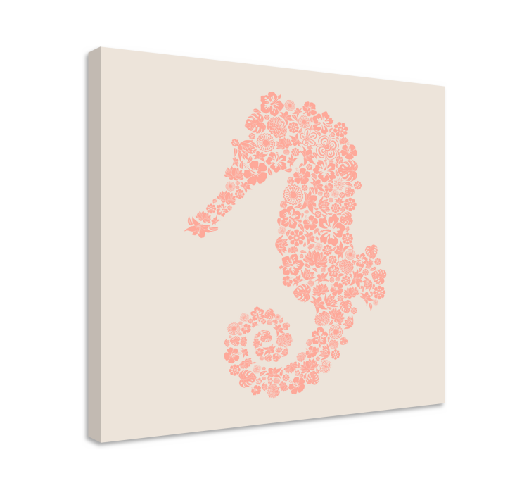 Seahorse floral design slika slona na platnu - TenStickers