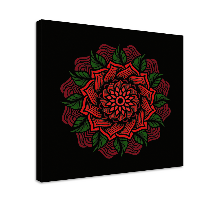 Floral mandala design slikarsko platno z rožami - TenStickers