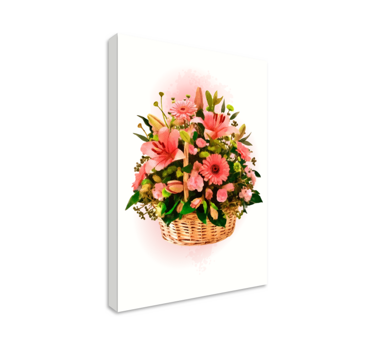 Basket of pink blooms slikarsko platno z rožami - TenStickers