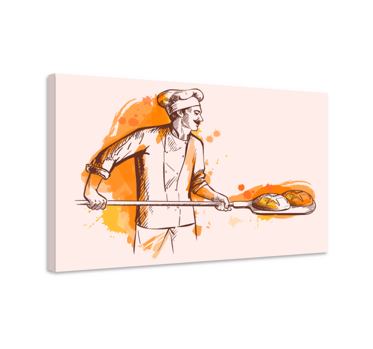 Baker holding bread in slikarska platna s sadjem - TenStickers