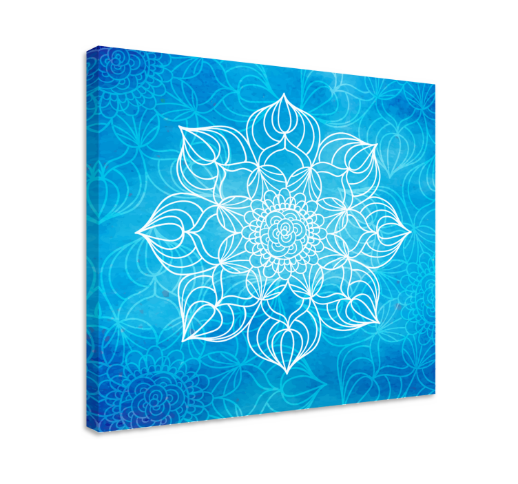 Modra barva splash mandala platno stenske umetnosti - TenStickers