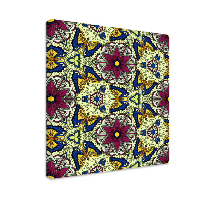 Floral butterfly pattern slikarsko platno z rožami - TenStickers