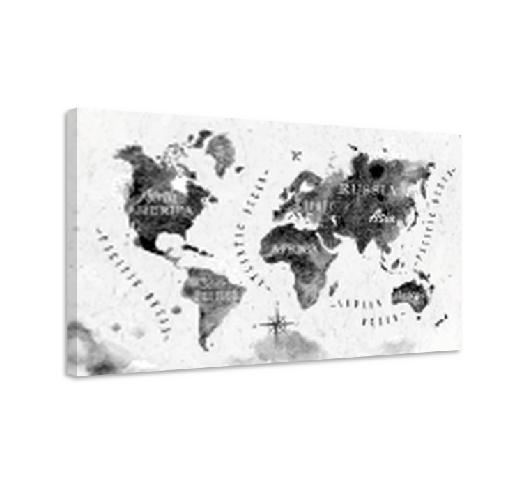 Monochrome world map platno s sliko sveta - TenStickers