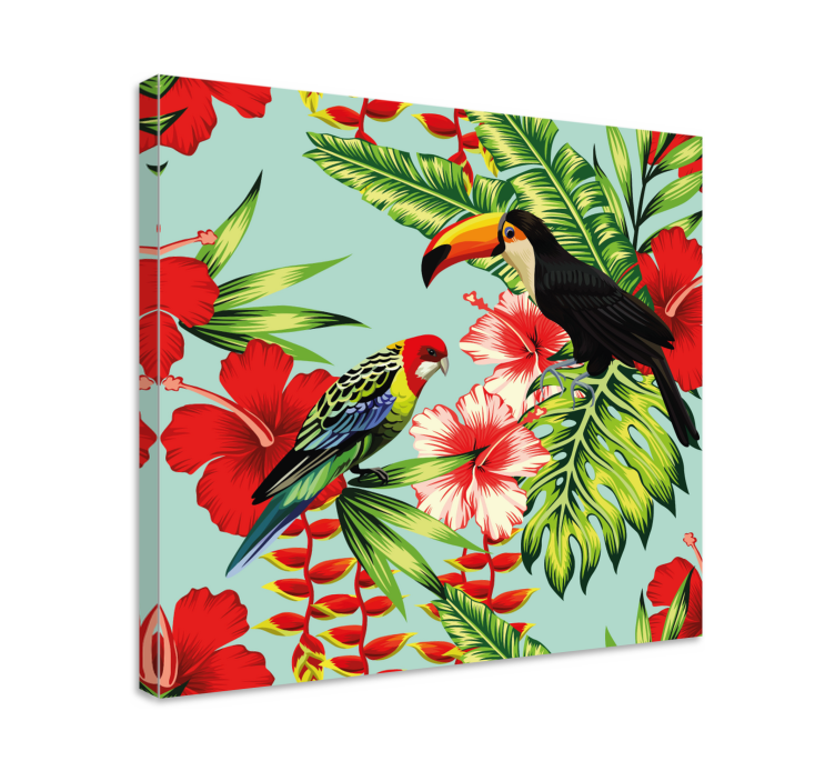 Tropical birds blossoms platna slike z živalmi - TenStickers
