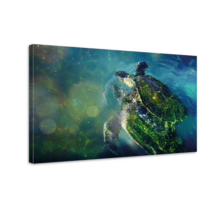 Graceful sea turtle slikanje na platnu z morskim motivom - TenStickers