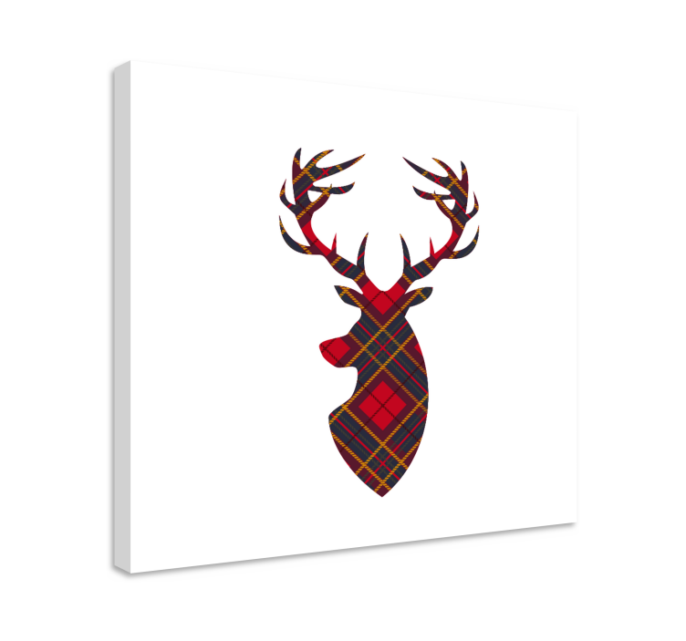 Plaid stag head platno slikanje jelena - TenStickers