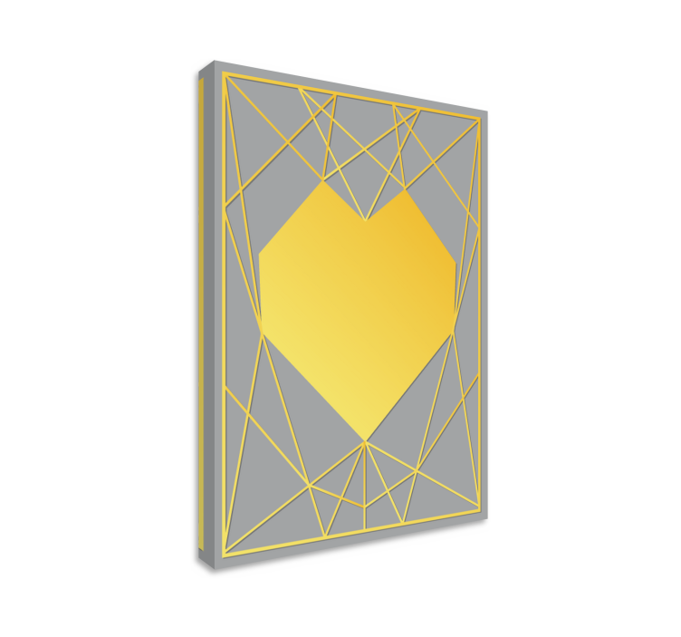 Yellow heart geometry na platnu z geometrijskimi vzorci - TenStickers