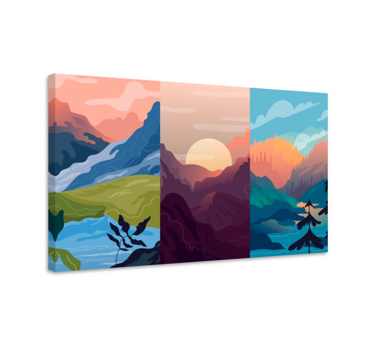 Mountain sunrise scene platno slika zemljevidov - TenStickers