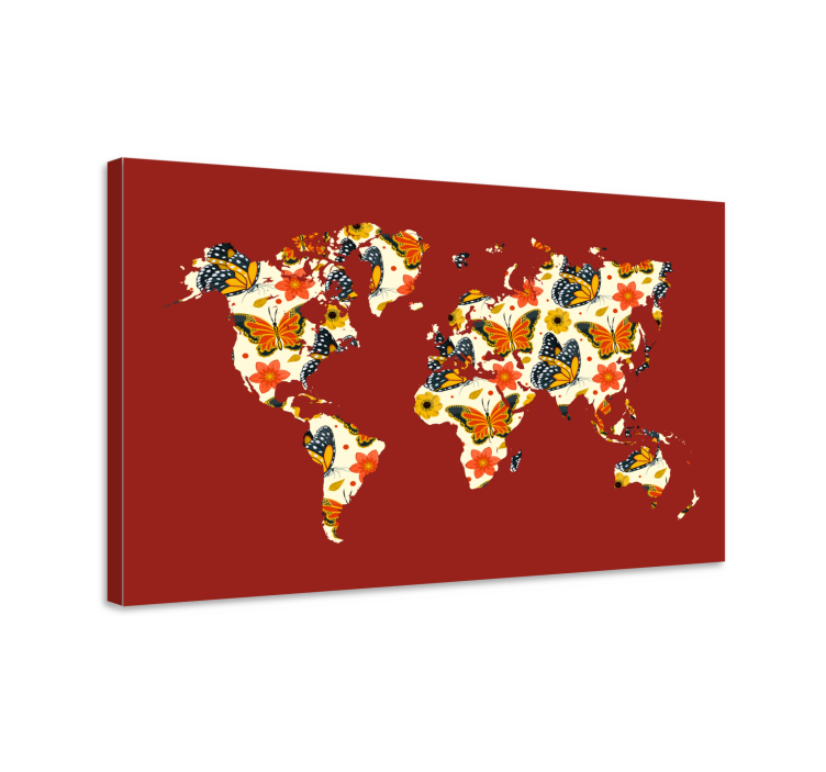 Colorful floral map platno s sliko sveta - TenStickers