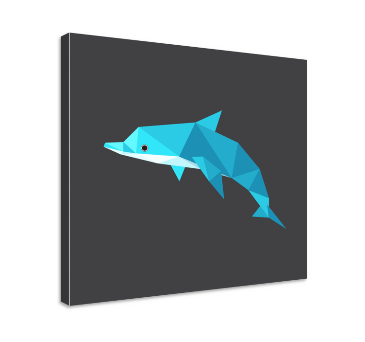Stylized dolphin portrait na platnu - TenStickers