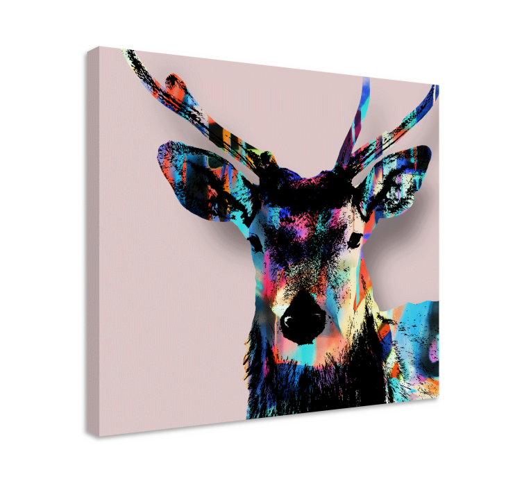 Colorful stag head platno slikanje jelena - TenStickers