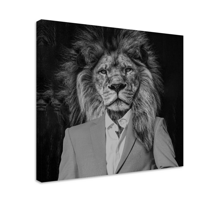 Lion in suit platno slikarstvo psa - TenStickers