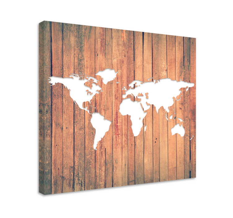 Wooden world map platno s sliko sveta - TenStickers