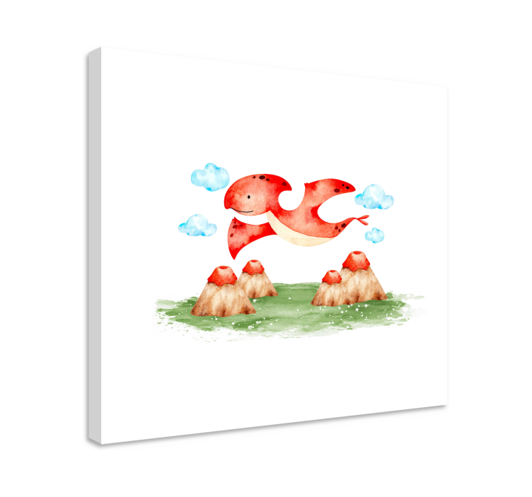 Flying red creature platno z dinozavrom - TenStickers