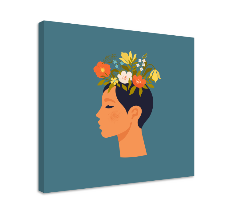 Floral silhouette profile slikarsko platno z rastlinami - TenStickers