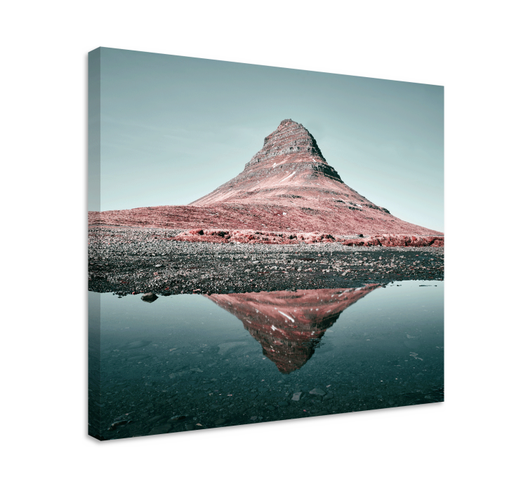 Kirkjufell mountain reflection platno slika zemljevidov - TenStickers