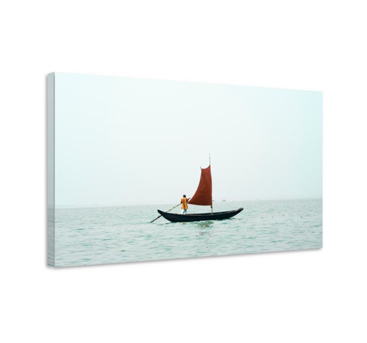 Sailing with red sail platno slika zemljevidov - TenStickers