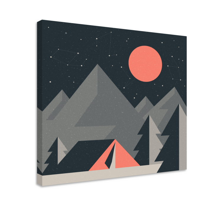 Mountain camping scene platno slika zemljevidov - TenStickers