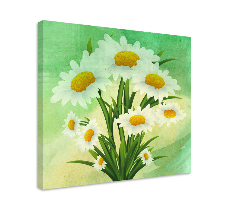 Daisies bouquet slikarsko platno z rožami in rastlinami - TenStickers