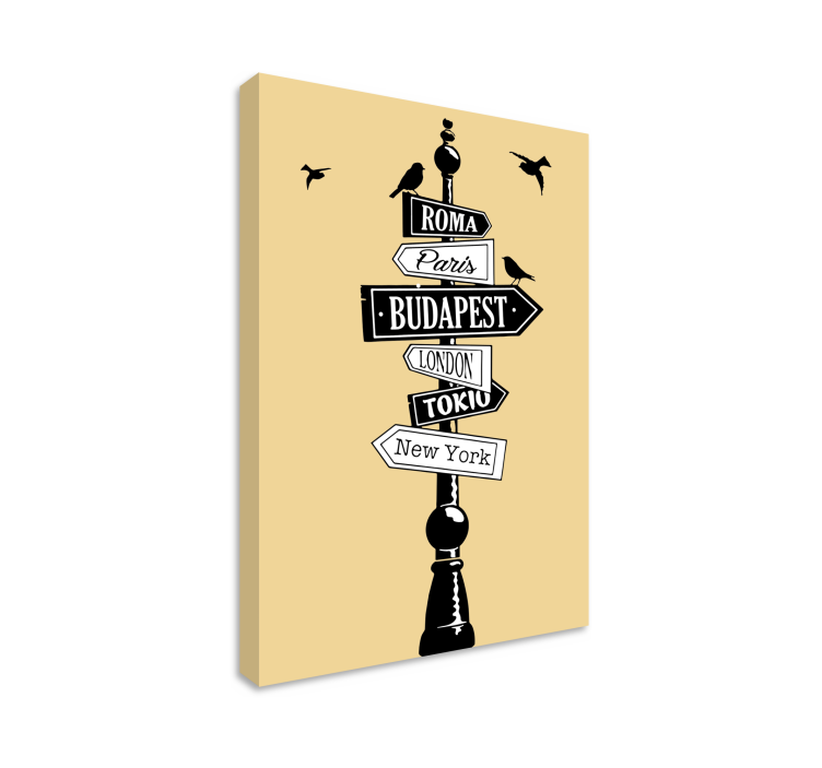 Directional city sign platno z mestnimi slikami - TenStickers