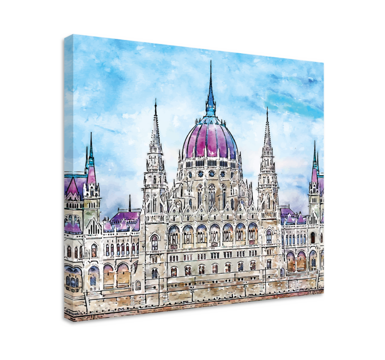 Budapest parliament na platnu z mestnimi slikami - TenStickers