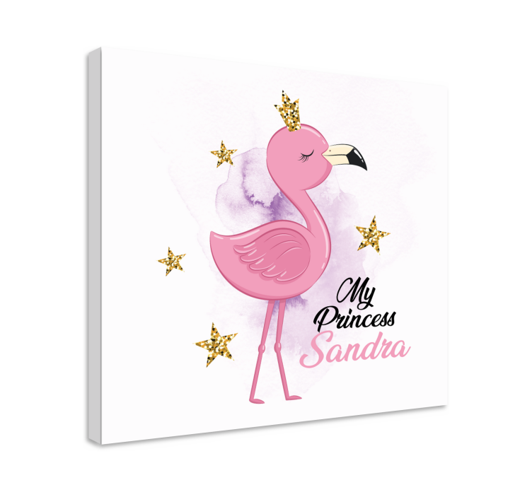 Moja princesa flamingo z imenom platna slike z motivi živali - TenStickers