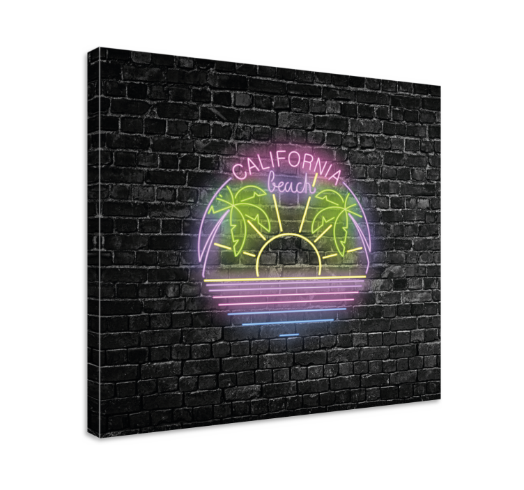 California beach neon platno s slikami mest - TenStickers